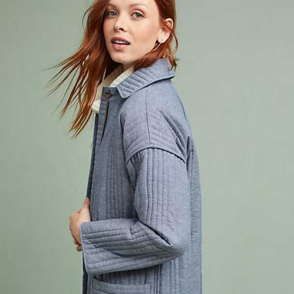 Anthropologie Rosa Indigo Quilted Field Coat Sz XS